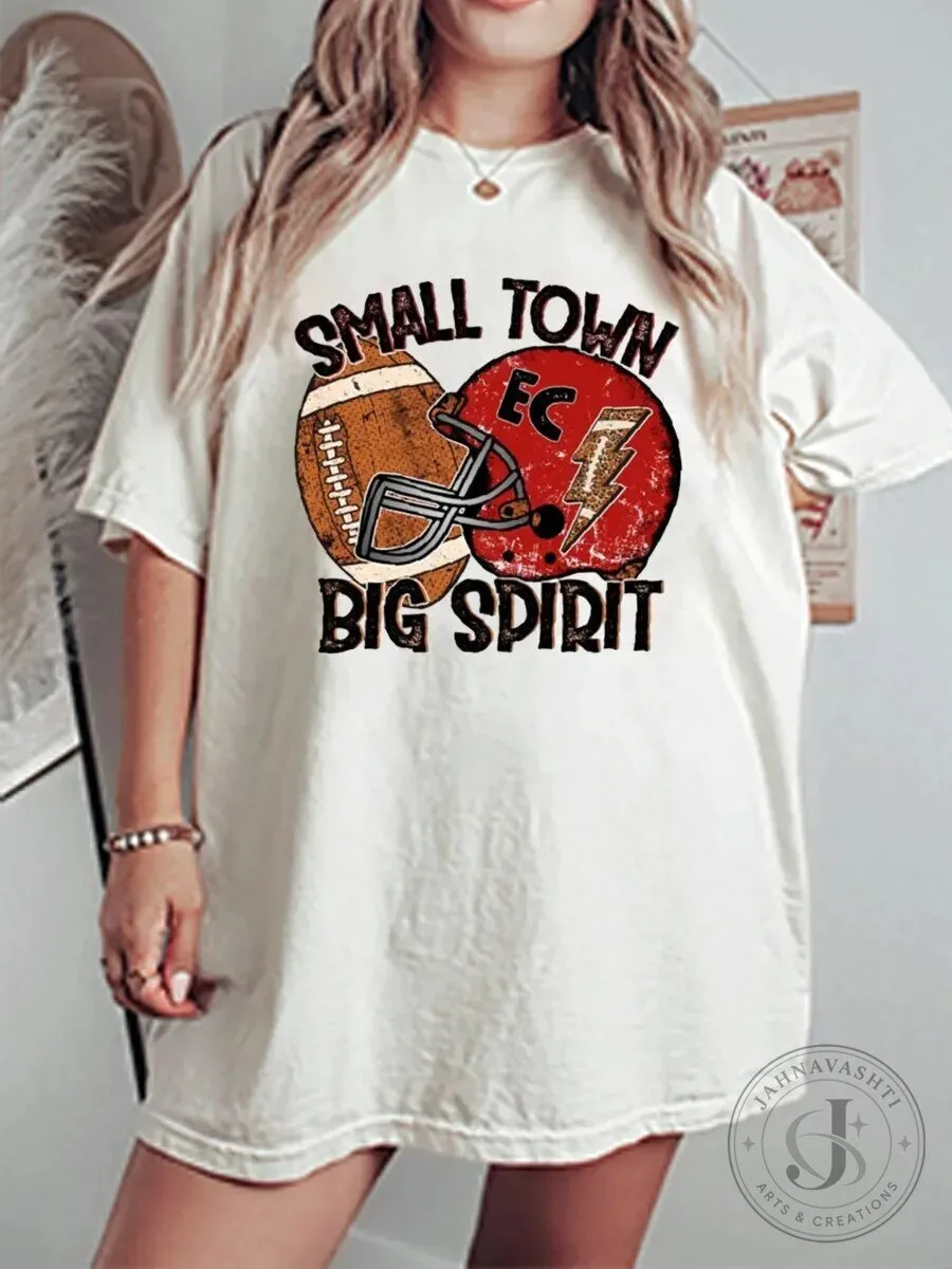 Small Town Big Spirit Football Graphic Oversized T-Shirt
